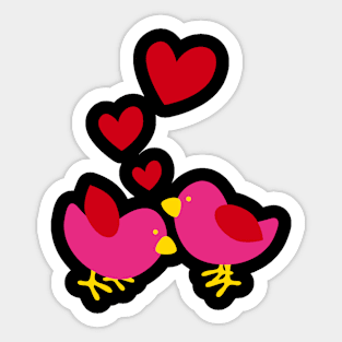 Lovebirds with Hearts Sticker